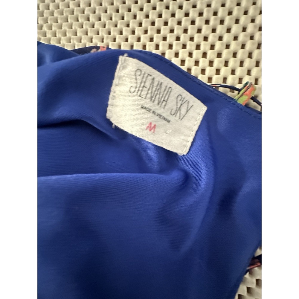 Sienna Sky Navy Blue Printed Maxi Dress with Border Trim - Picture 6 of 9